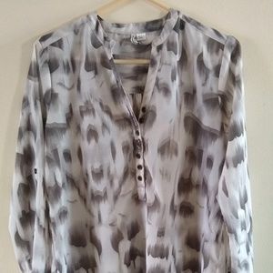Women's Peppercorn Brand Gray Sheer Blouse
